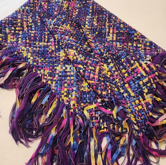 SHAWL HANDMADE - MULTICOLOR RIBBON WOVEN - GORGEOUS AND UNIQUE - Picture 7 of 11
